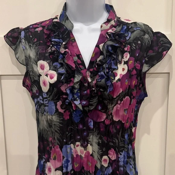 Allison Taylor Multicolor Floral Ruffle Blouse - Picture 2 of 4